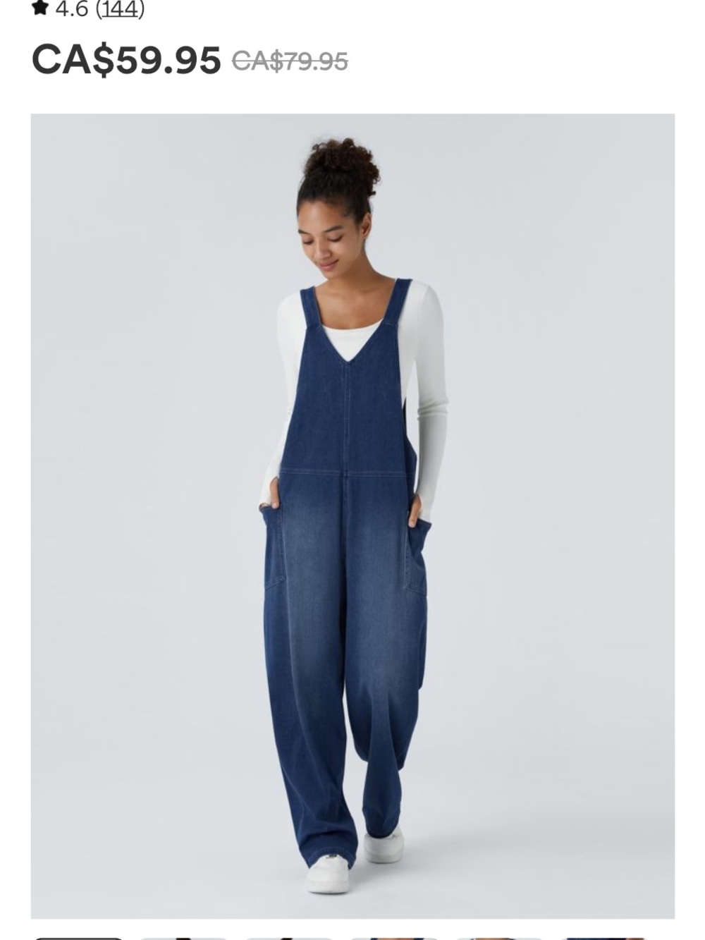 HALARA Indigo Blue Wide-Leg Denim Overalls